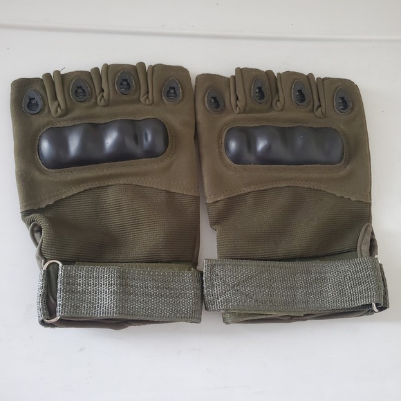 Other - Tactical Fingerless Gloves Olive Green Hard Knuckle Military Style Half Finger